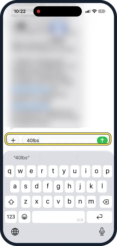 iPhone screen: Type or find a value with a unit