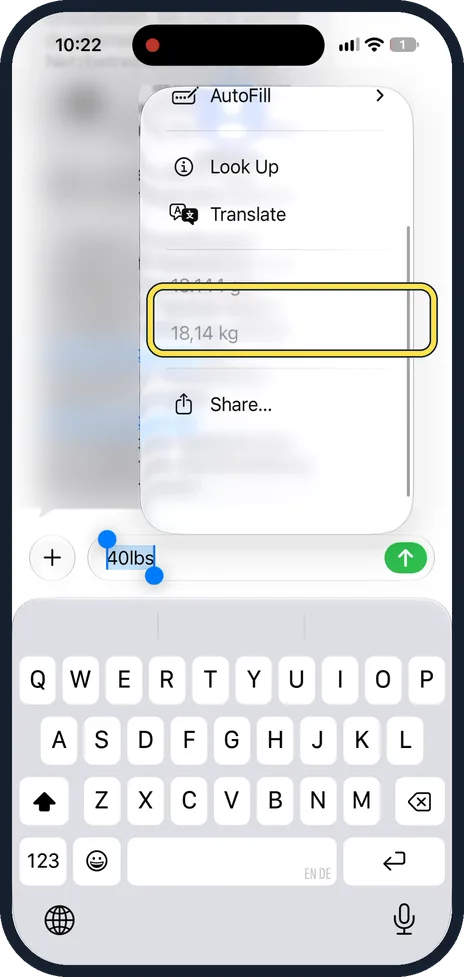 iPhone screen: Open the rest of the menu