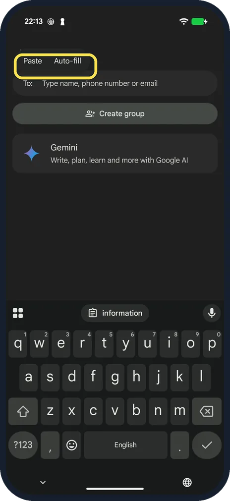 Android screenshot: Paste it