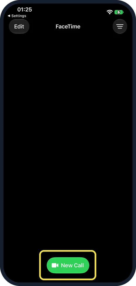 Screenshot from the guide: How to create a FaceTime link on an iPhone (iOS 27)