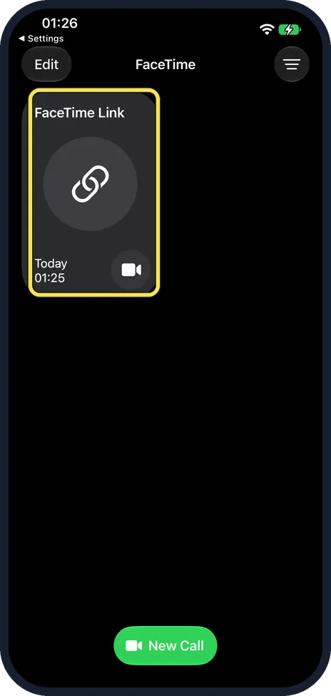 iPhone screen: Find it in FaceTime