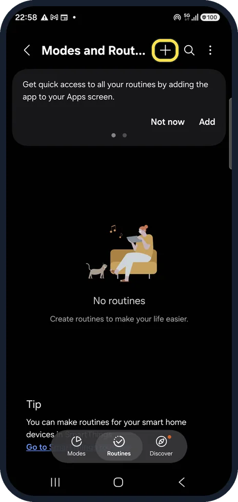 Android screenshot: Tap +