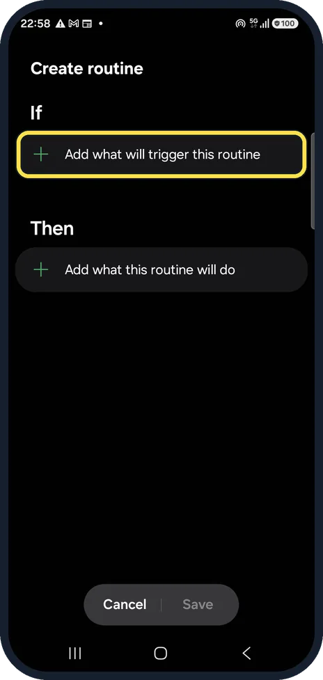 Android screenshot: Add the If