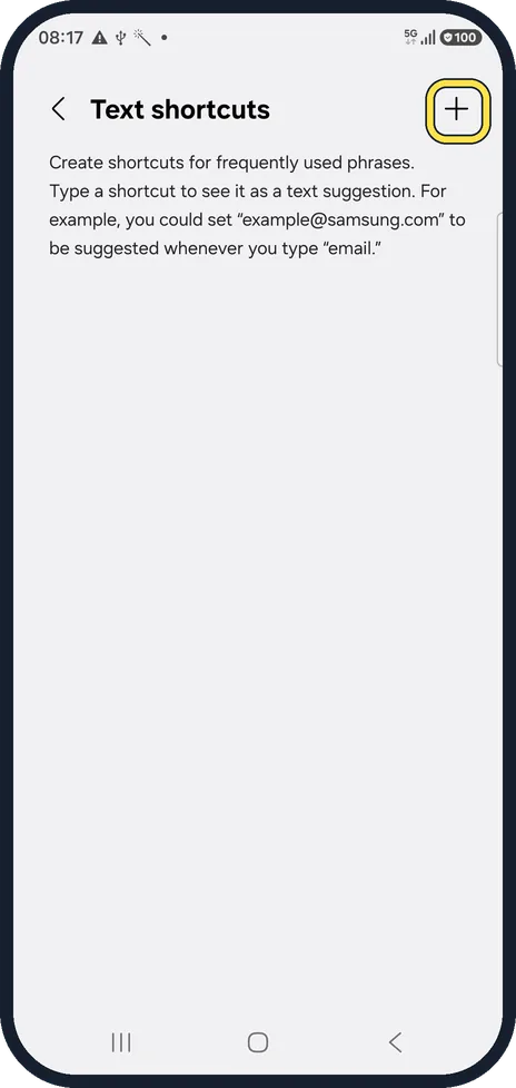 Android screenshot: Tap +