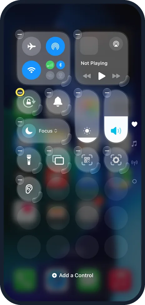 iPhone screen: Remove a control