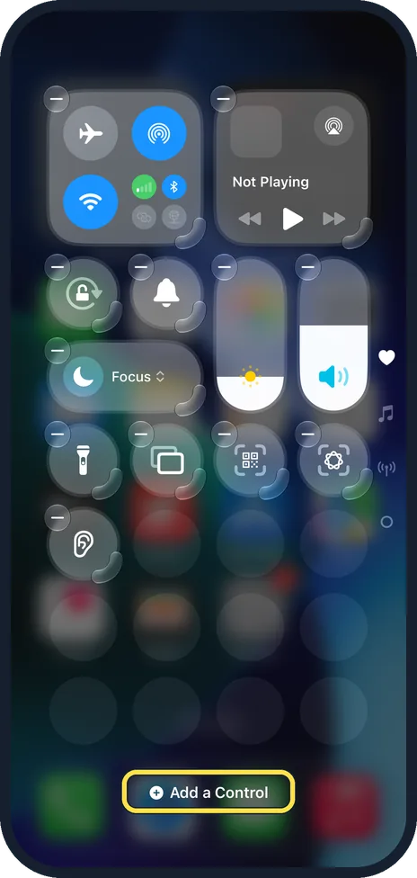 iPhone screen: Add a control