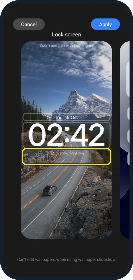 Android screenshot: Add a signature