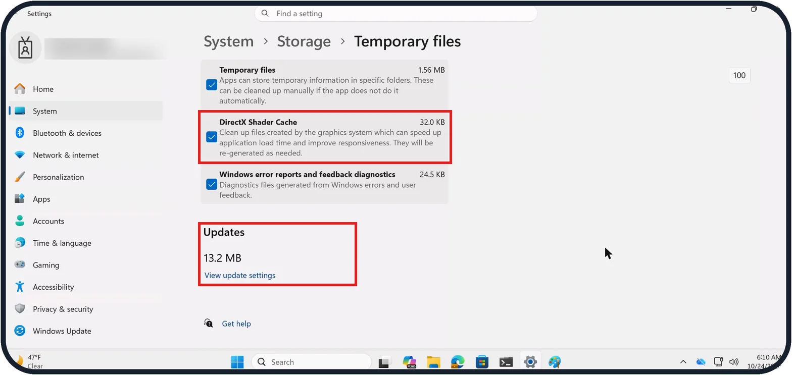 Windows screenshot: Scroll to the end of the list