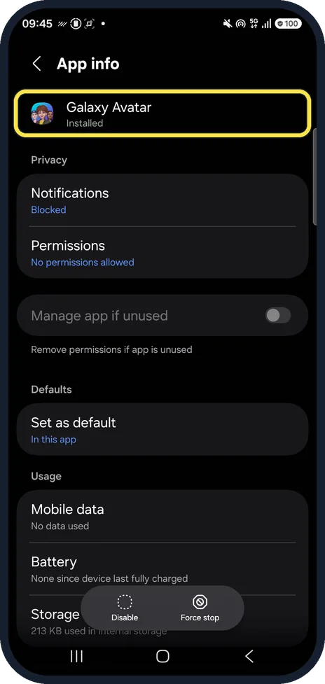 Android screenshot: Open the app