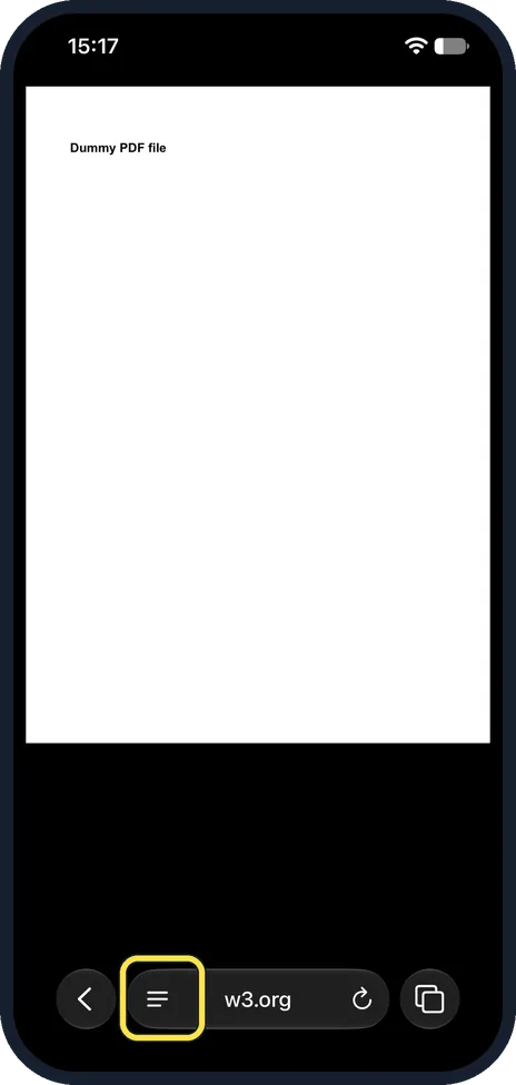 Screenshot from the guide: How to download a PDF from Safari on an iPhone (iOS 27)