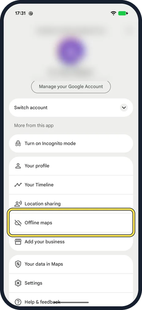 Screenshot from the guide: How to download offline maps in Google Maps on Android