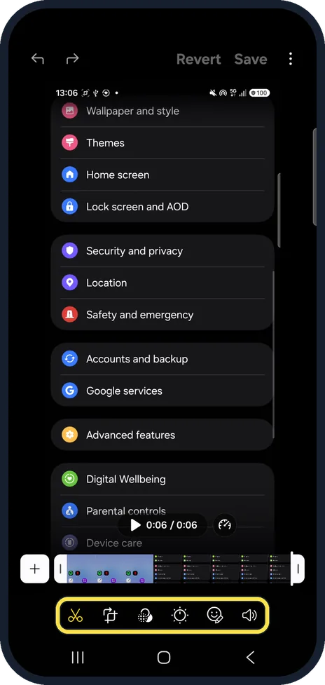 Android screenshot: Find the tools