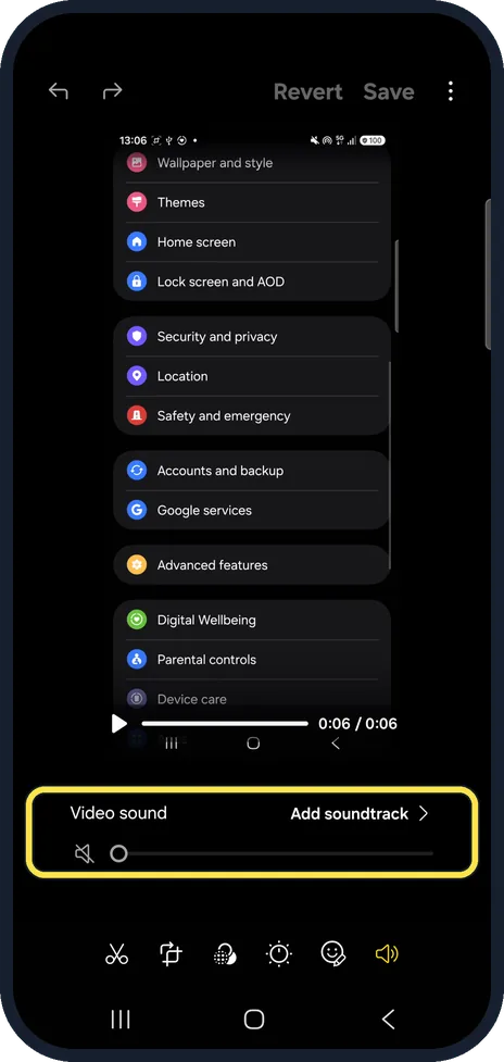 Android screenshot: Change the sound