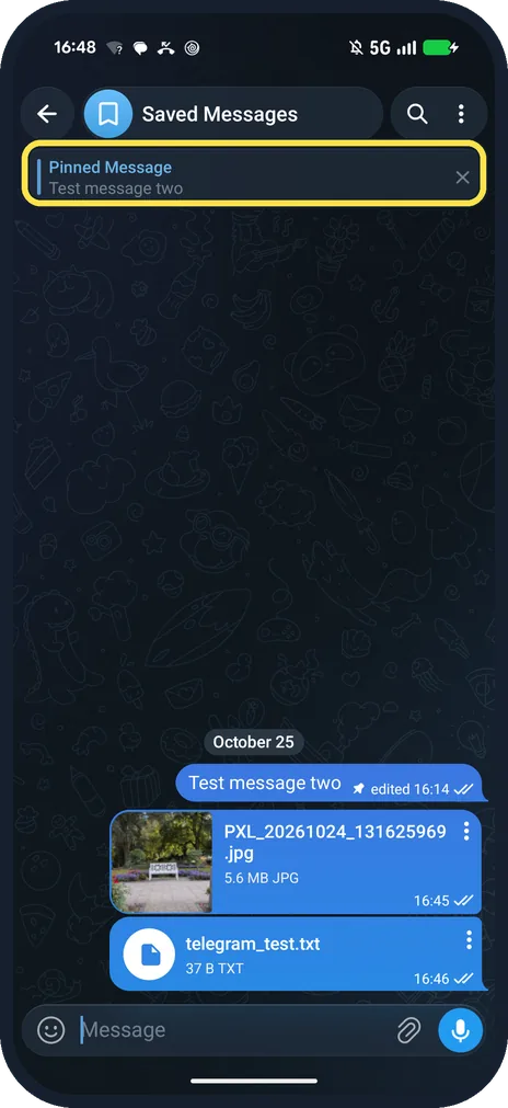 Android screenshot: See the pinned bar