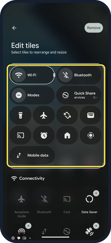 Android screenshot: See your tiles