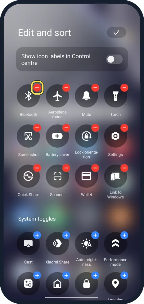 Android screenshot: Remove a tile