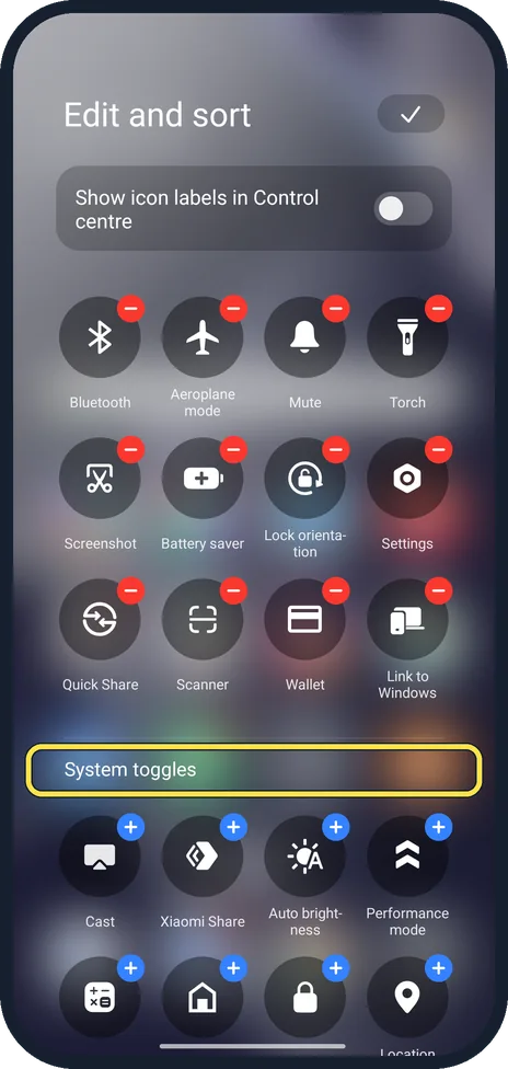 Android screenshot: Add a tile from the lists below