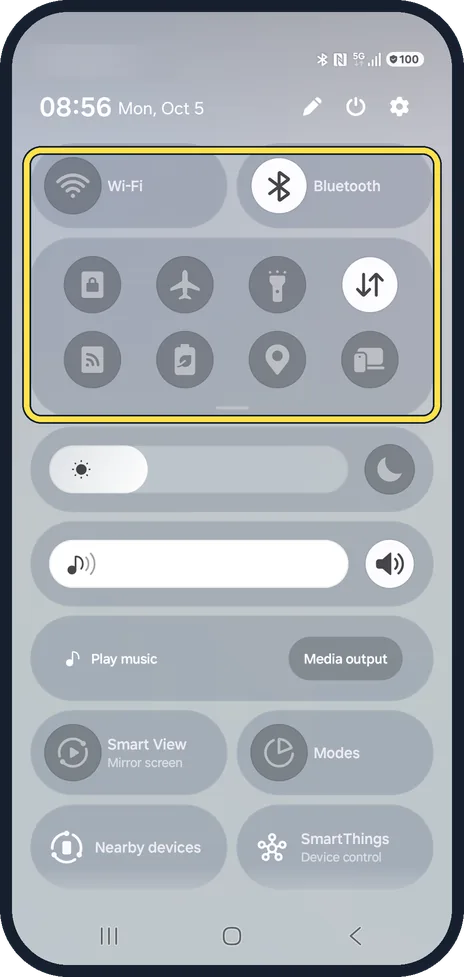 Android screenshot: Open the quick panel