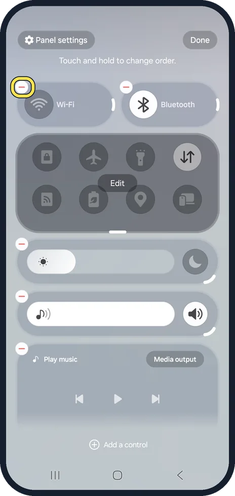 Android screenshot: Remove a button