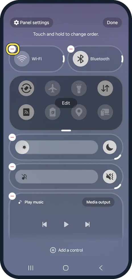Android screenshot: Remove a button