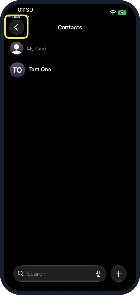 iPhone screen: Go to Lists