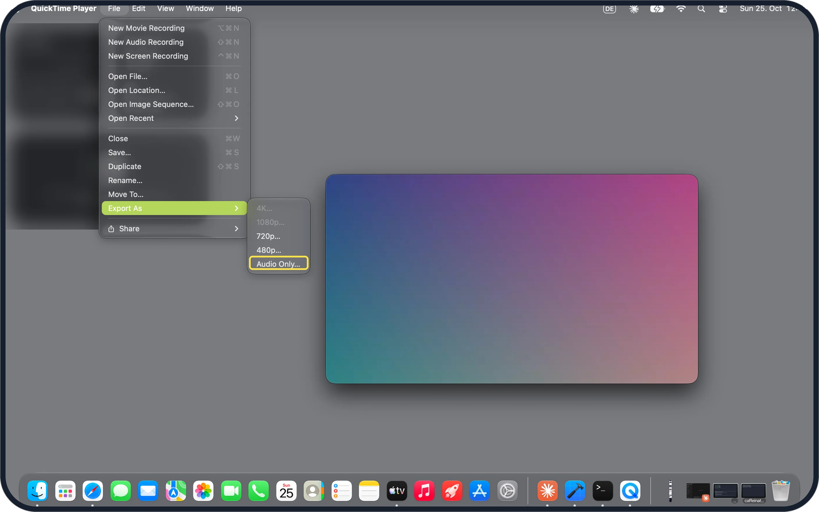 Screenshot from the guide: How to extract the audio from a video on a Mac (QuickTime)