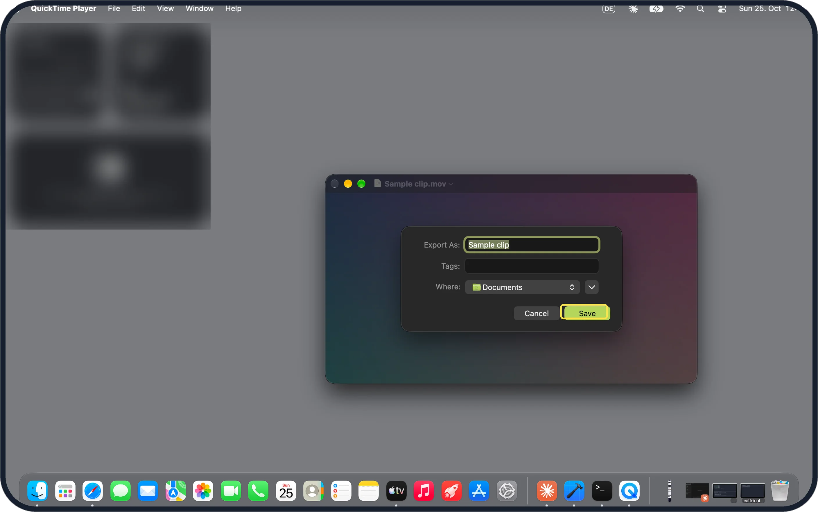 Mac screenshot: Name it and click Save