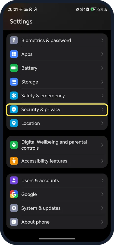 Screenshot from the guide: Where to find App Lock and Hidden apps on an HONOR phone