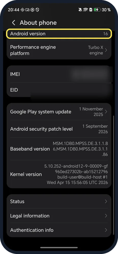 Android screenshot: Scroll down for Android