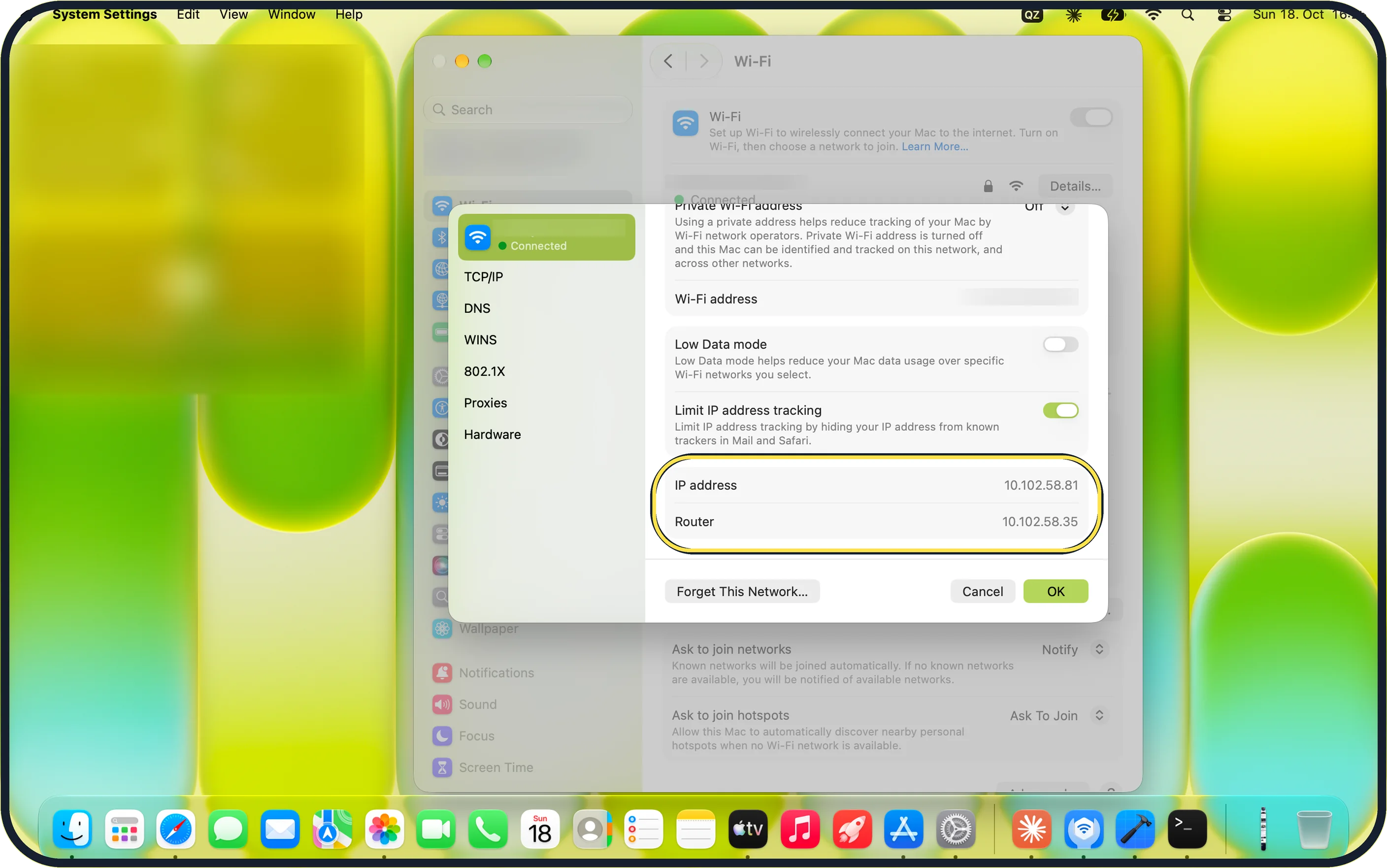 Screenshot from the guide: How to find your IP address on a Mac (macOS 27)