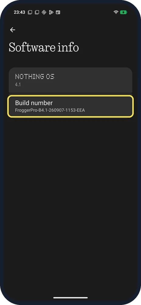Screenshot from the guide: How to find your Nothing Phone model, IMEI and Nothing OS version