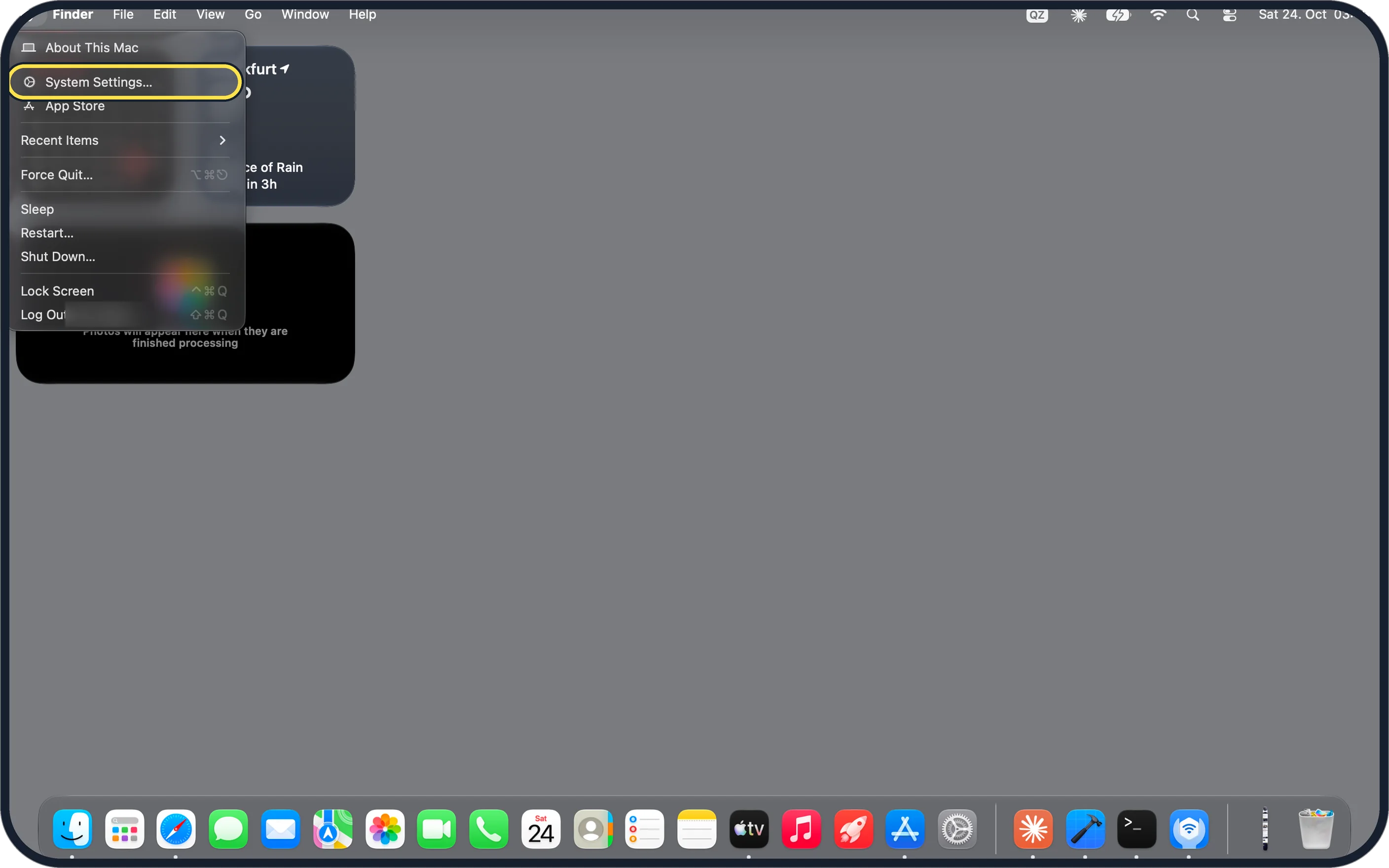 Mac screenshot: Open System Settings
