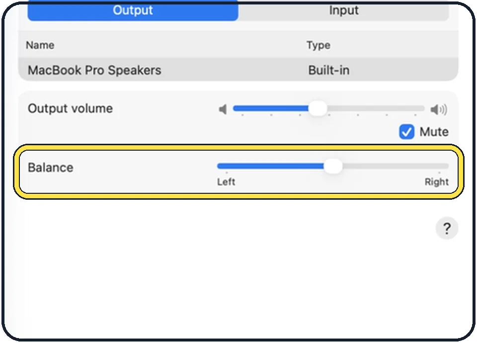 Mac screenshot: Drag Balance to the middle