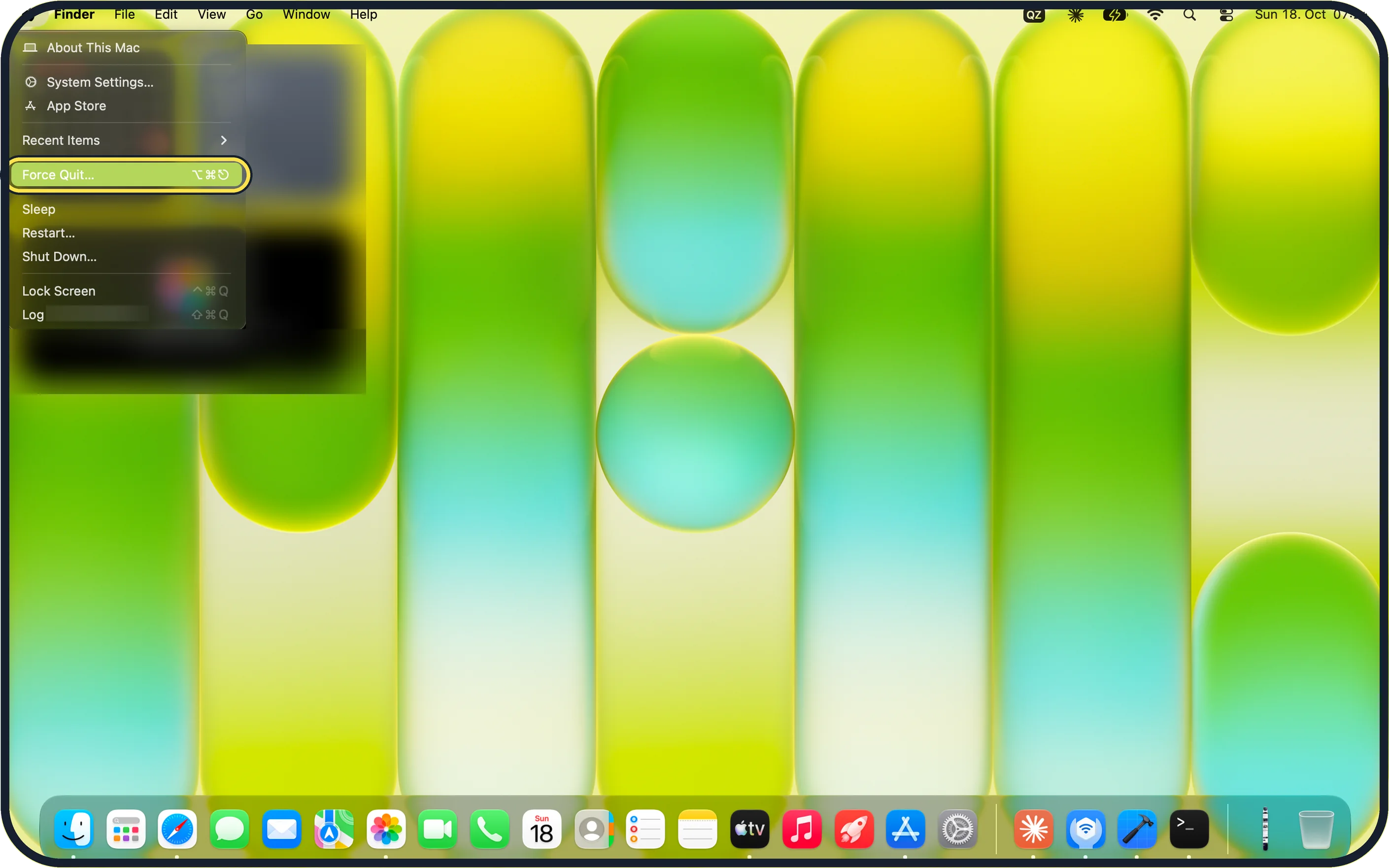 Screenshot from the guide: How to force quit a frozen app on a Mac