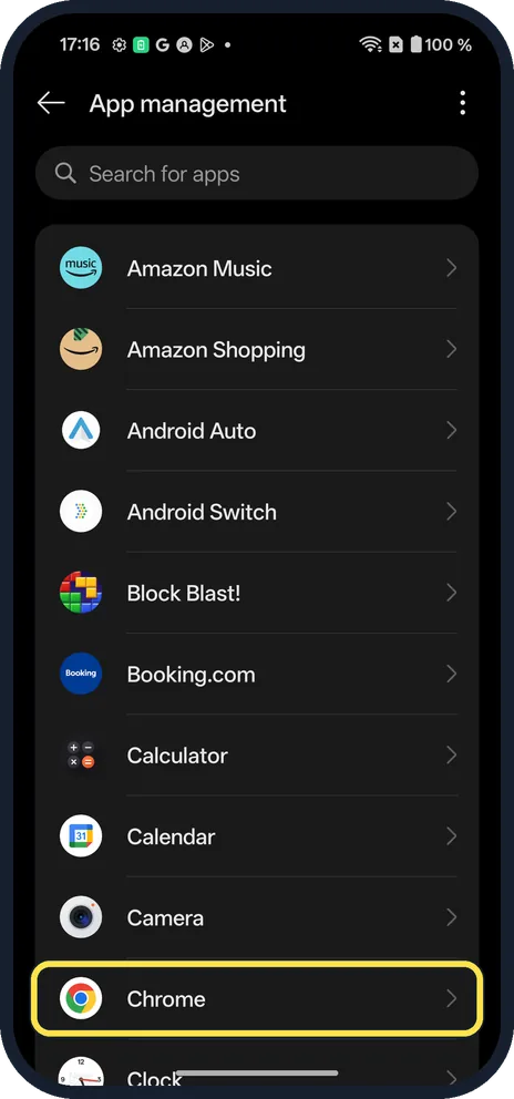 Android screenshot: Tap the app