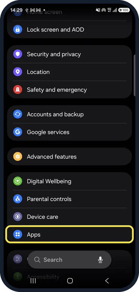 Screenshot from the guide: How to force stop an app on a Samsung Galaxy (One UI 9)