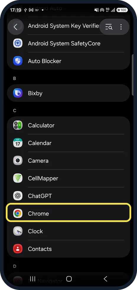 Android screenshot: Tap the app