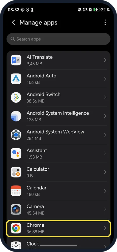 Android screenshot: Tap the app