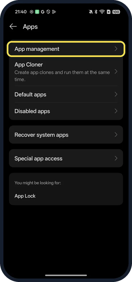 Screenshot from the guide: How to force stop an app on an OPPO phone (ColorOS 16)