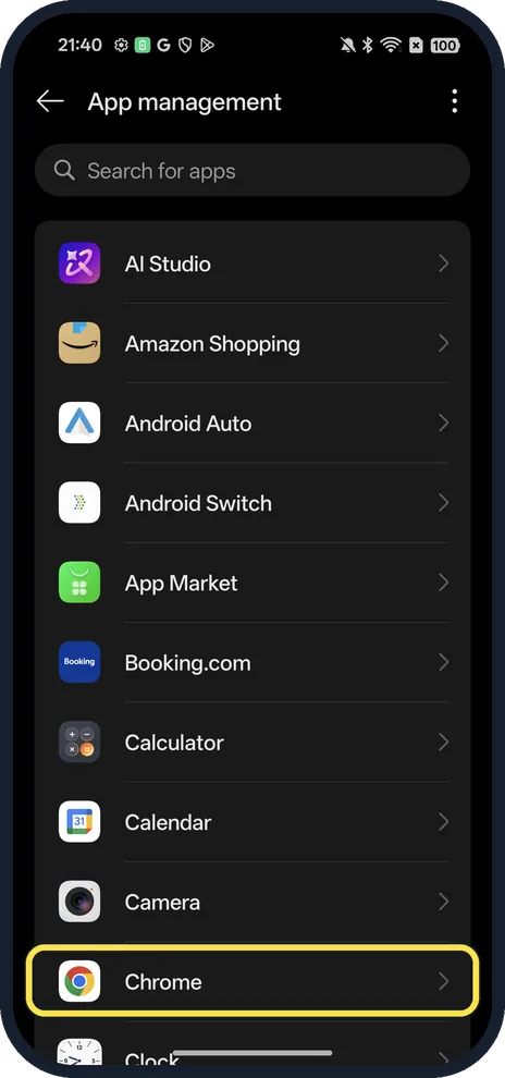 Android screenshot: Tap the app