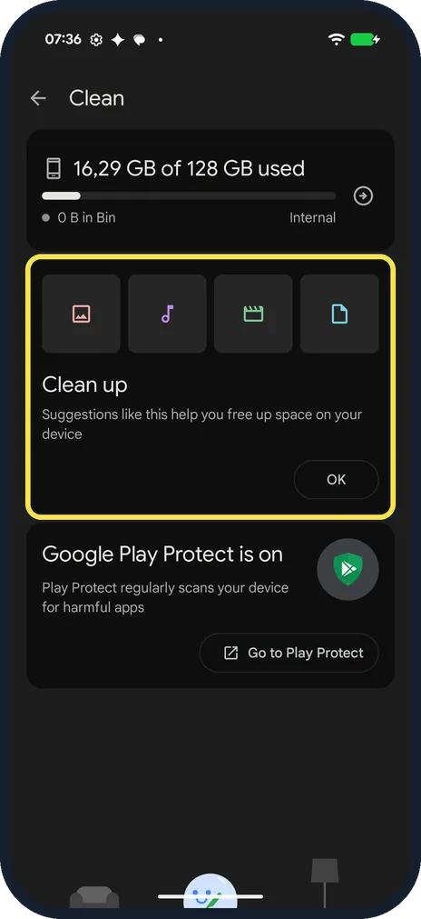 Android screenshot: Work through the suggestions