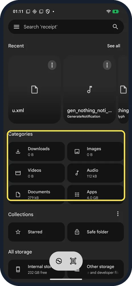 Screenshot from the guide: How to free up storage on a Nothing Phone