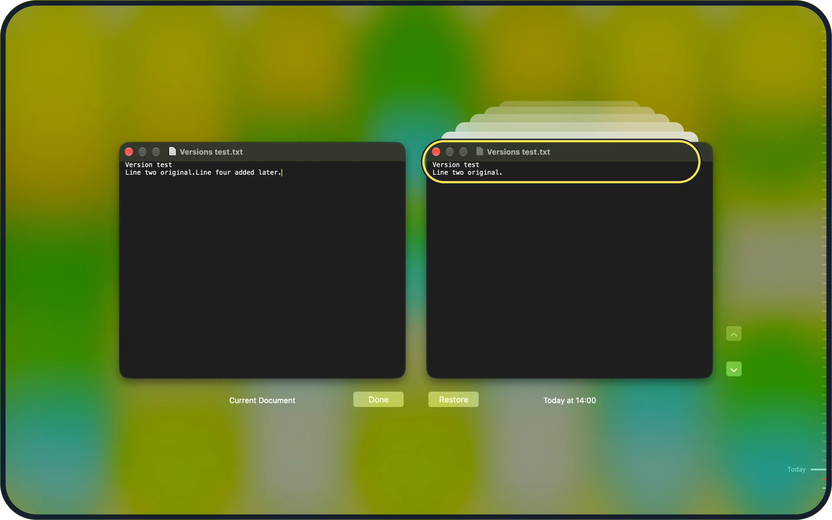 Screenshot from the guide: How to go back to an earlier version of a document on a Mac