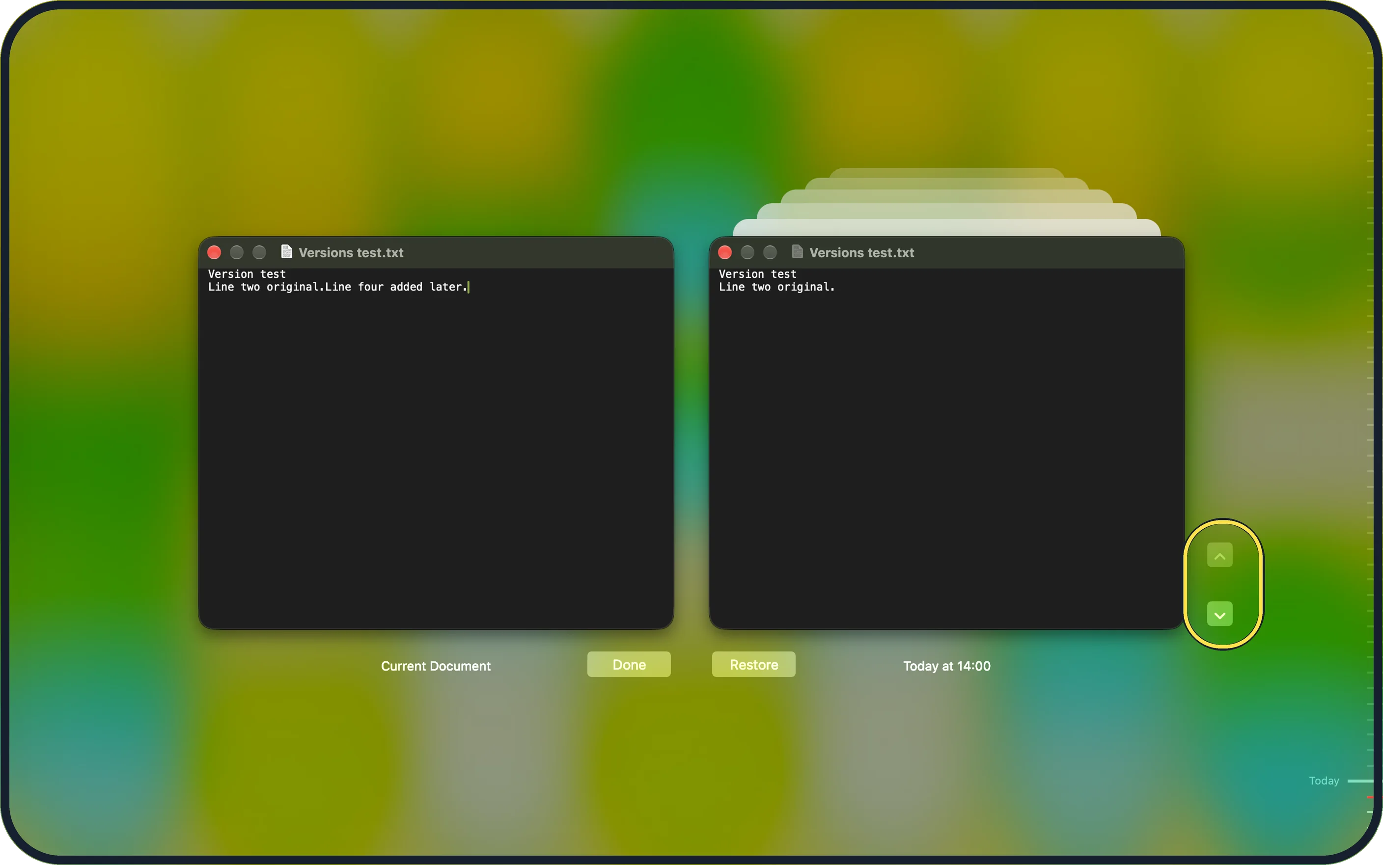 Mac screenshot: Step back to the version you want