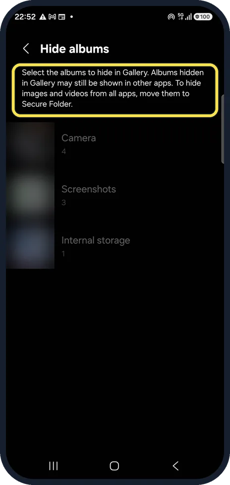 Android screenshot: Know what hiding does
