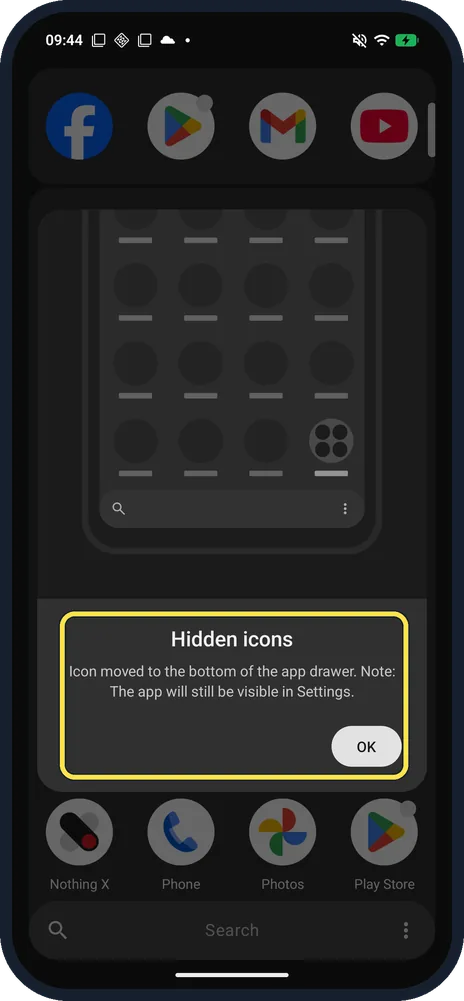Android screenshot: Tap OK
