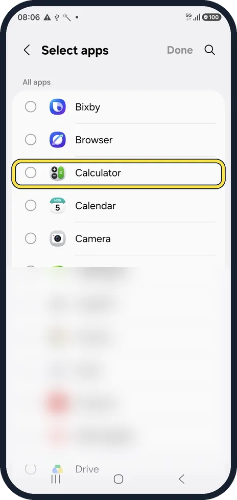 Android screenshot: Tick the apps to hide