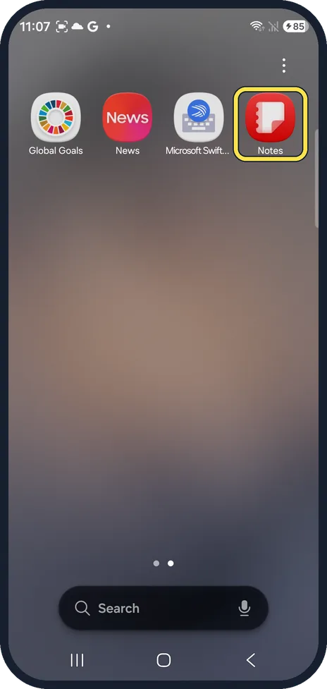 Android screenshot: Find the app again