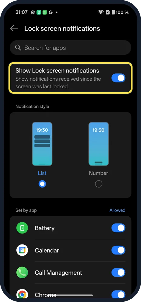 Android screenshot: Switch them off