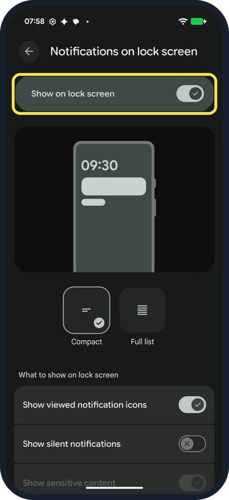 Android screenshot: Or hide them all